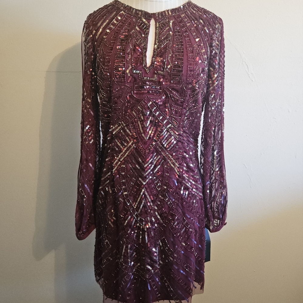 AIDEN MADDOX cranberry cocktail dress